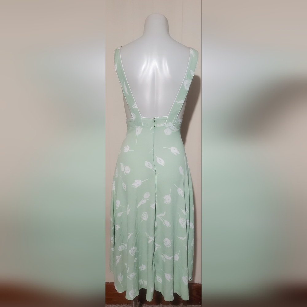 Forever 21 Seafoam Green Floral High Low Sundress Plunge Neckline - Picture 6 of 6